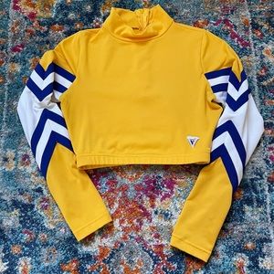 Yellow cropped cheerleading shirt